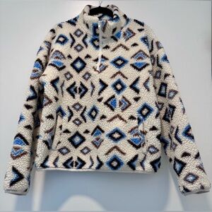 Marika Sherpa Quarter Zip Pullover Southwestern Print Fleece Size M